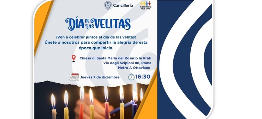 Consulado e Colombia en Roma invita a los connacionales a celebrar el Día de las Velitas