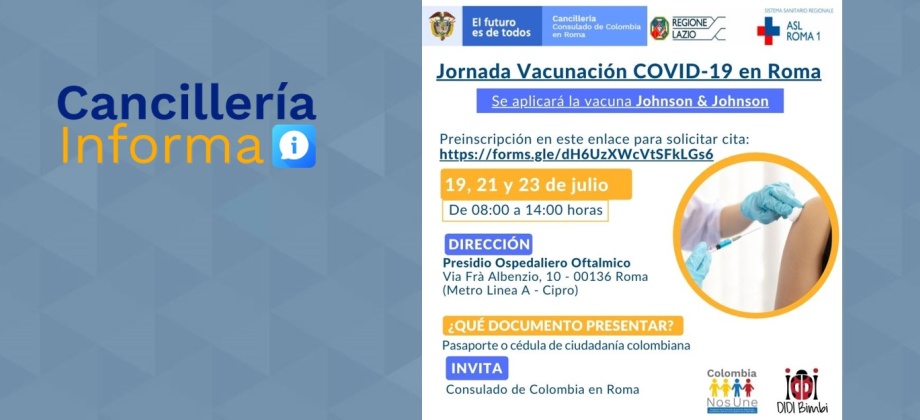 Se invita a los interesados en la jornada de Vacunación COVID-19 en Roma a realizar previa inscripción
