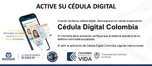 Consulado de Colombia en Roma invita a los connacionales a activar su cédula digital